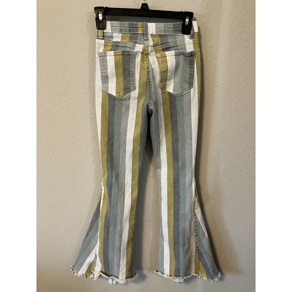 Saints & Hearts Striped Jeans Women’s Size Small Bell Bottom - Picture 2 of 7